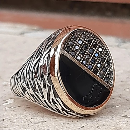 Anello uomo onice - uomo, 925