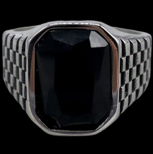 Anello uomo pietra nera - , onice