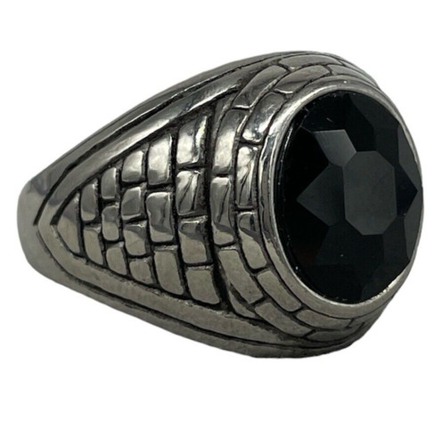 Anello uomo pietra nera ovale - nera,