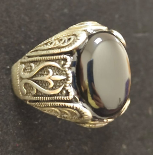 Anello uomo onice argento