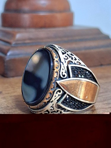 Anello uomo argento 925 onice - uomo,