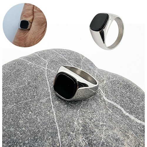 Anello uomo acciaio pietra - uomo, in
