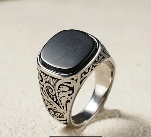 Anello uomo quadrato pietra - uomo,