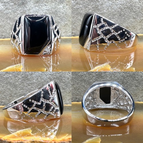 Anello uomo onice argento