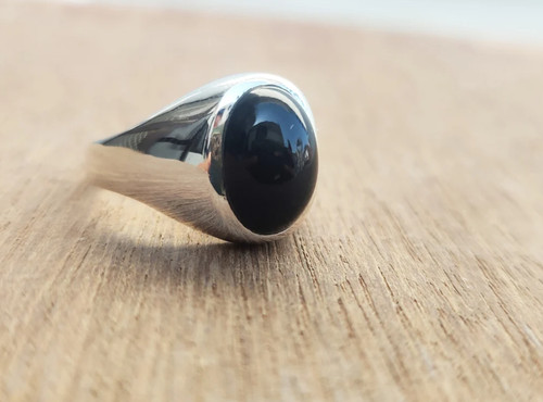 Anello onice nera naturale - in,