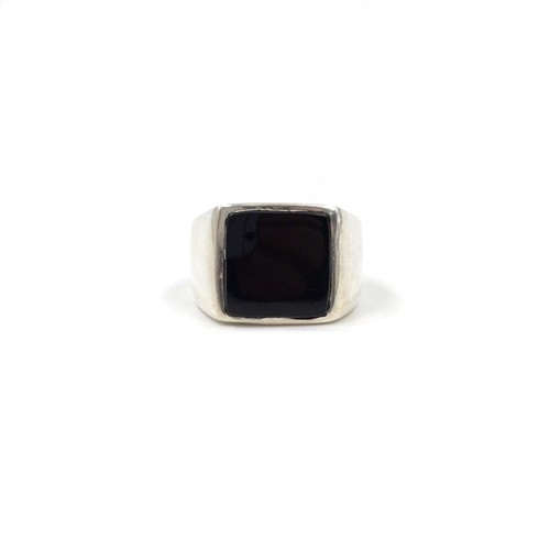 Anello argento 925 onice - argento,