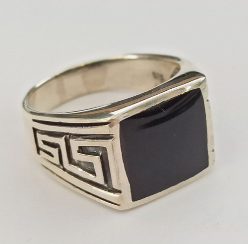 Anello uomo argento 925 onice - anello,