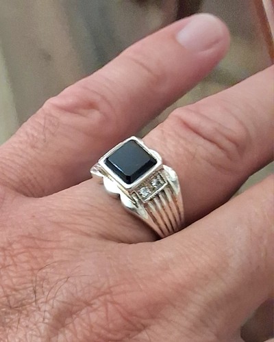 Anello argento uomo 925 onice - uomo,